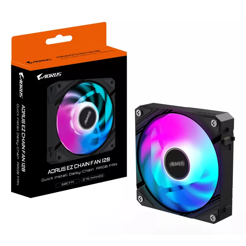 Gigabyte AORUS EZ CHAIN FAN 120 ventilador de caja, 120 mm, negro, GP-ECFAN1201