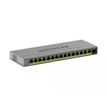 Switch PoE gestionado L2/L3 Gigabit Ethernet Netgear GS116EPP — 16x RJ‑45 10/100/1000, 1x SFP, 8000 entradas MAC, gris