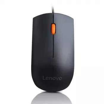 Ratón óptico con cable USB Type-A, ambidiestro, Lenovo GX30M39704 — 1600 DPI, 3 botones, cable de 1,8 m, negro