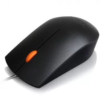 Ratón óptico con cable USB Type-A, ambidiestro, Lenovo GX30M39704 — 1600 DPI, 3 botones, cable de 1,8 m, negro