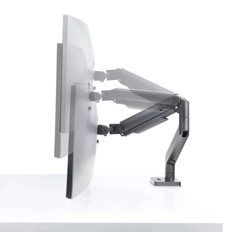 StarTech.com H1M1AG1-MONITOR-ARM soporte de escritorio para monitores ultrapanorámicos curvos de 49 pulgadas, brazo mecánico de resorte, brazo giratorio, VESA, pinza en C / montaje en orificio, máx. 44 lb