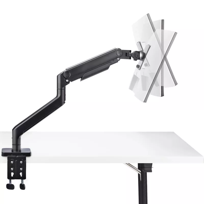 StarTech.com H1M1AG1-MONITOR-ARM soporte de escritorio para monitores ultrapanorámicos curvos de 49 pulgadas, brazo mecánico de resorte, brazo giratorio, VESA, pinza en C / montaje en orificio, máx. 44 lb