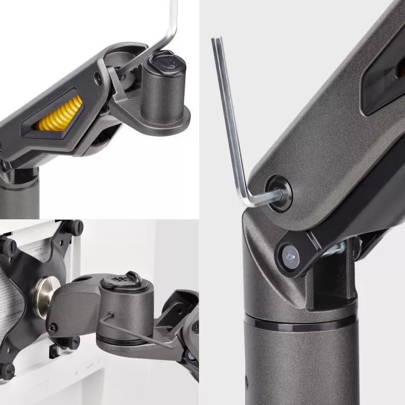 StarTech.com H1M1AG2-MONITOR-ARM soporte de escritorio para monitor, para pantallas de hasta 32 pulgadas, brazo articulado, pinza en C, compatible con TAA, plástico/acero, negro