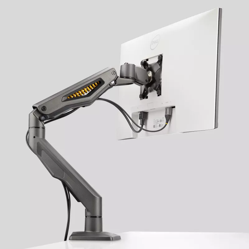 StarTech.com H1M1AG2-MONITOR-ARM soporte de escritorio para monitor, para pantallas de hasta 32 pulgadas, brazo articulado, pinza en C, compatible con TAA, plástico/acero, negro