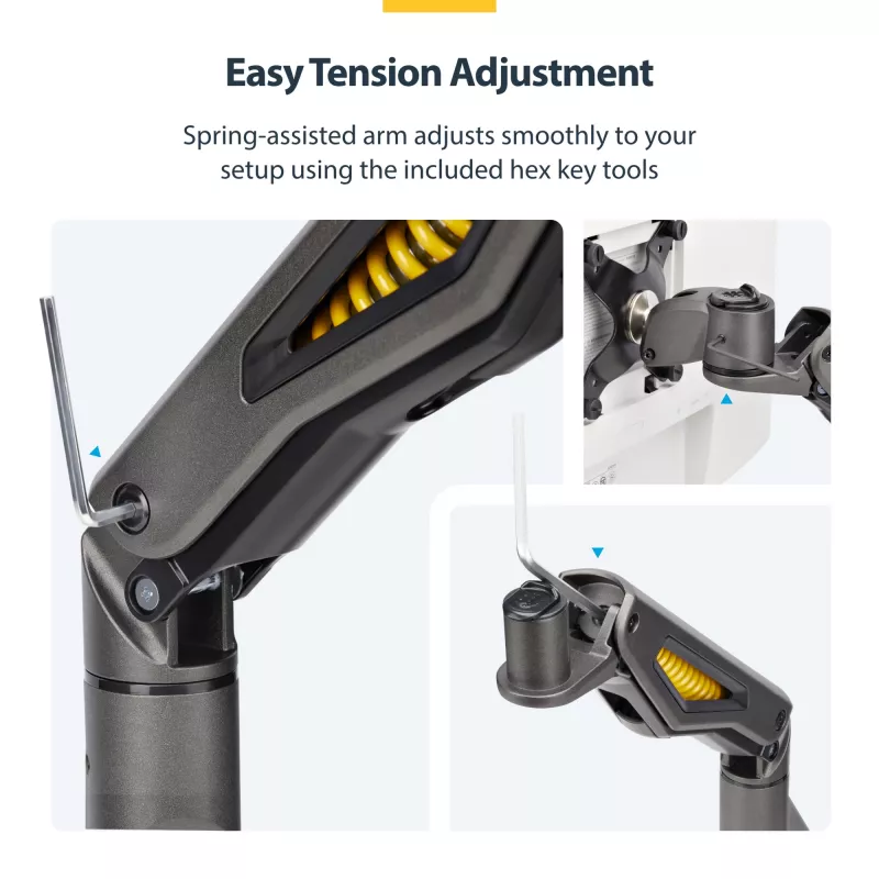 StarTech.com H1M1AG2-MONITOR-ARM soporte de escritorio para monitor, para pantallas de hasta 32 pulgadas, brazo articulado, pinza en C, compatible con TAA, plástico/acero, negro