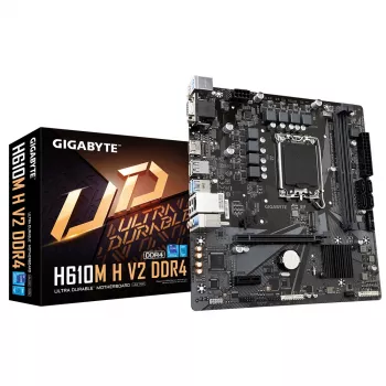 Placa base GIGABYTE H610M H V2 DDR4 - Compatible con Intel Core de 14.ª generación, VRM digital híbrido 6+1+1, hasta 3200 MHz DDR4 (OC), 1x PCIe 3.0 M.2, GbE LAN, USB 3.2 Gen 1