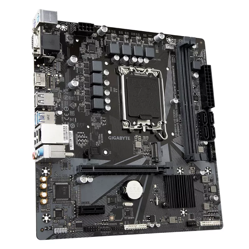 Placa base GIGABYTE H610M H V2 DDR4 - Compatible con Intel Core de 14.ª generación, VRM digital híbrido 6+1+1, hasta 3200 MHz DDR4 (OC), 1x PCIe 3.0 M.2, GbE LAN, USB 3.2 Gen 1