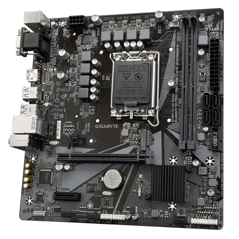 Placa base GIGABYTE H610M H V2 DDR4 - Compatible con Intel Core de 14.ª generación, VRM digital híbrido 6+1+1, hasta 3200 MHz DDR4 (OC), 1x PCIe 3.0 M.2, GbE LAN, USB 3.2 Gen 1