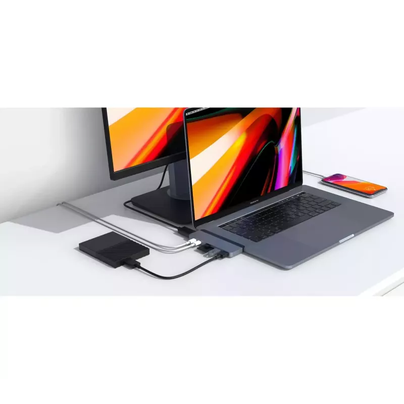 Hub HYPER HD28C USB 3.2 Gen 1 Type-C gris MicroSD SD HDMI Thunderbolt 3