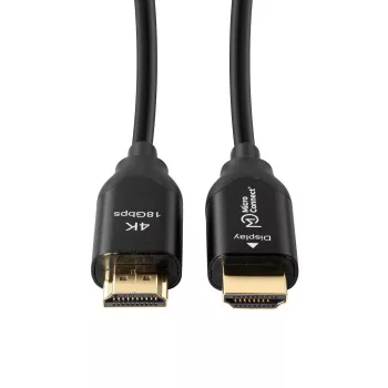 Cable HDMI Premium Optic Microconnect 10 m, 10 m, HDMI Type-A (estándar), HDMI Type-A (estándar), 4096 x 2160 píxeles, 3D, negro