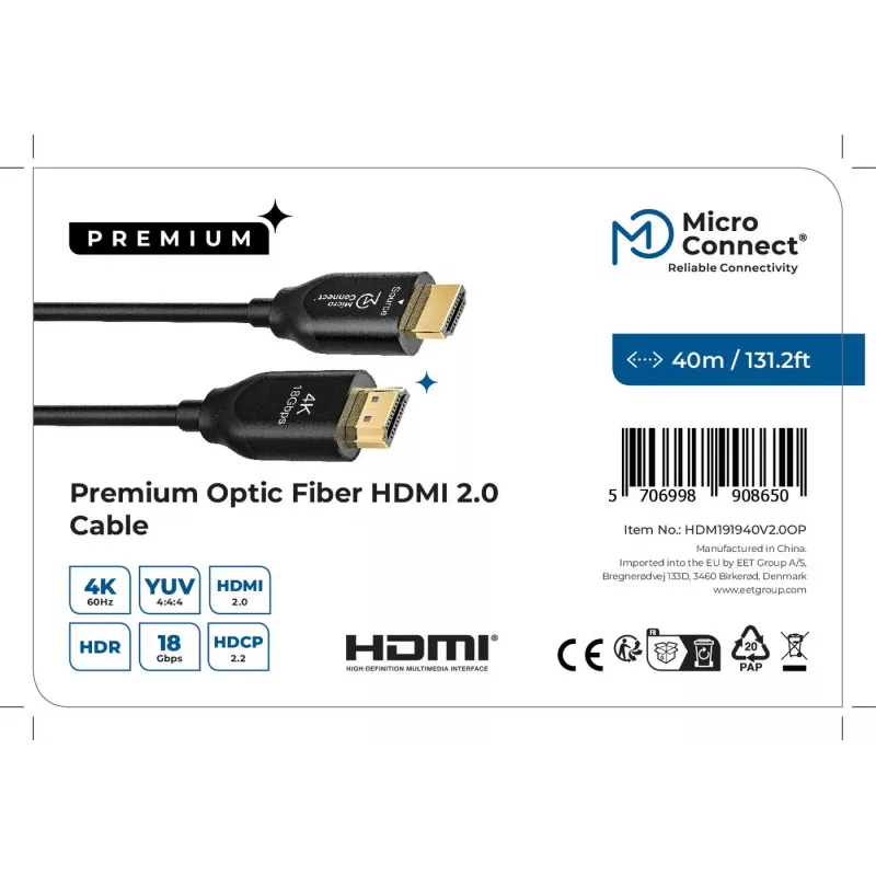 Cable HDMI Premium Optic Microconnect 40 m