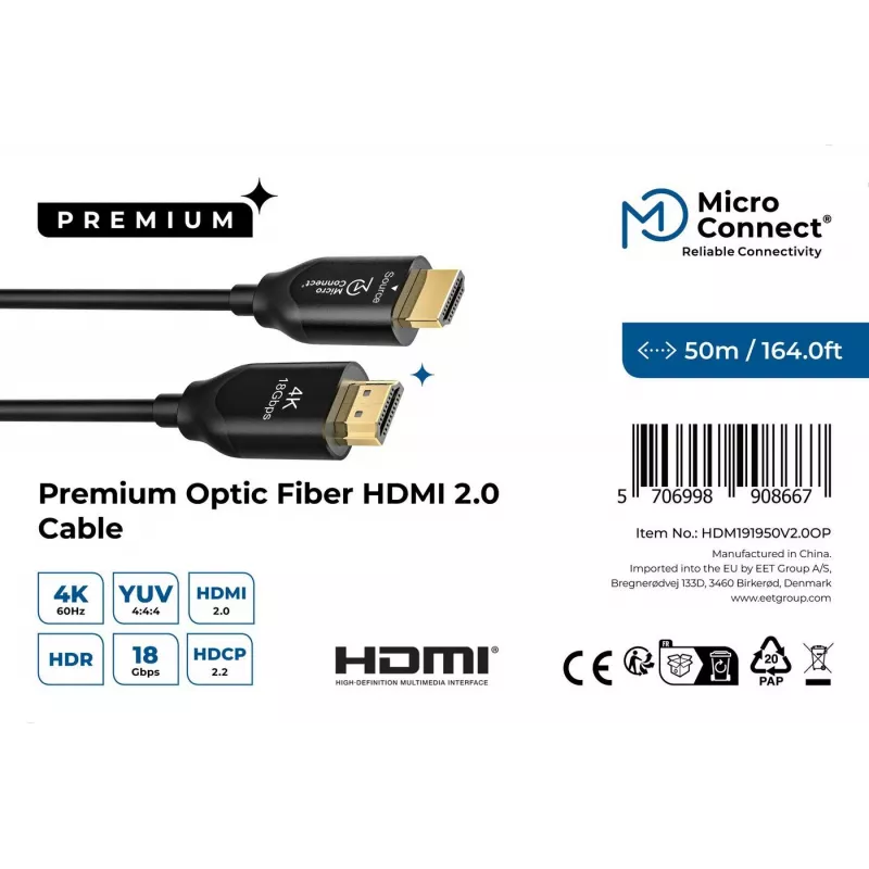 Cable HDMI Premium Optic Microconnect 50 m