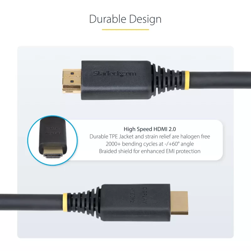 StarTech.com cable HDMI Active High Speed de 10m (32.8ft), 4K 60Hz/1440p 144Hz, HDR10/HDCP 2.2/ARC, 18Gbps, UHD HDMI 2.0 para TV/Monitor/Display, funda TPE