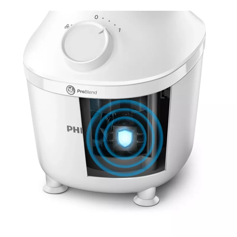 Batidora de vaso Philips HR2041/00 — 450 W, recipiente de plástico de 1,9 L, cuchillas de acero inoxidable, blanca