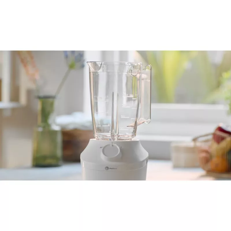 Batidora de vaso Philips HR2041/00 — 450 W, recipiente de plástico de 1,9 L, cuchillas de acero inoxidable, blanca