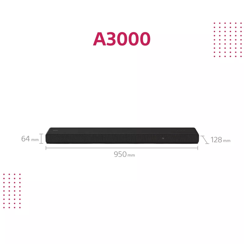 Barra de sonido Sony HT-A3000 negra 3.1 canales 250 W