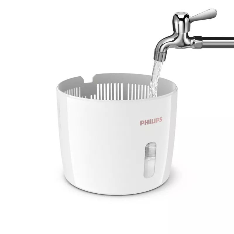 Humidificador Philips HU2716/10 – depósito de 2 L, 17 W, 220–240 V, blanco/oro rosa, compacto 220×220×350 mm