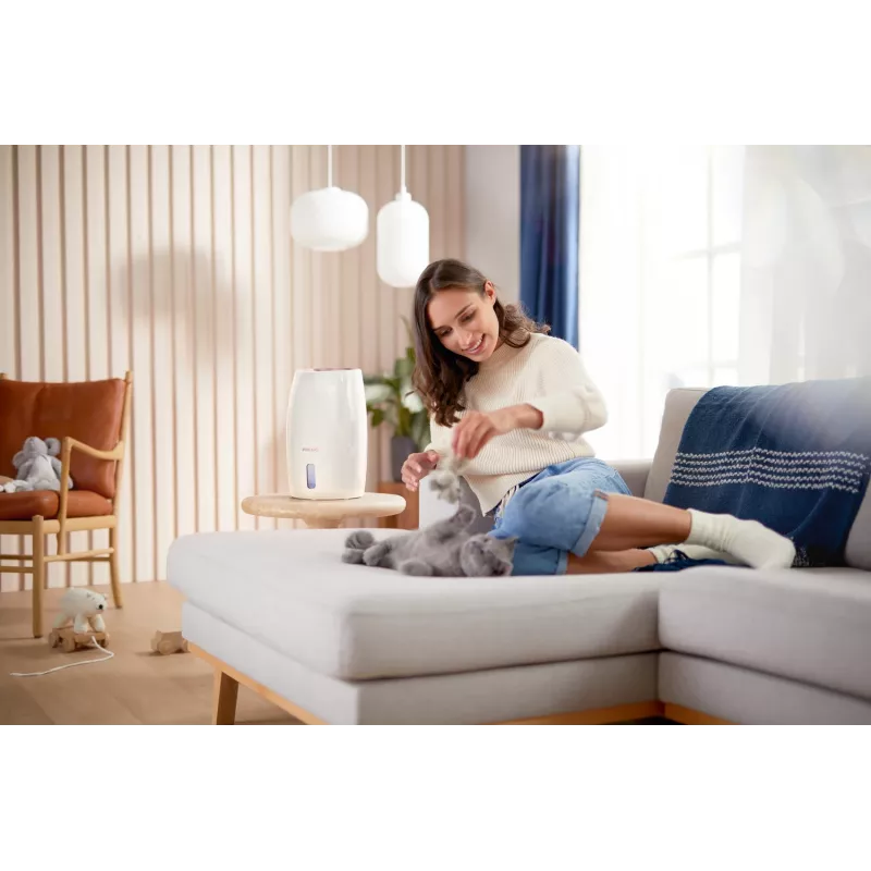 Humidificador Philips HU2716/10 – depósito de 2 L, 17 W, 220–240 V, blanco/oro rosa, compacto 220×220×350 mm