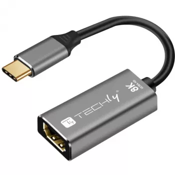 Adaptador gráfico USB Techly IADAP-USBC-HDMI8 7680 x 4320 píxeles negro, plata