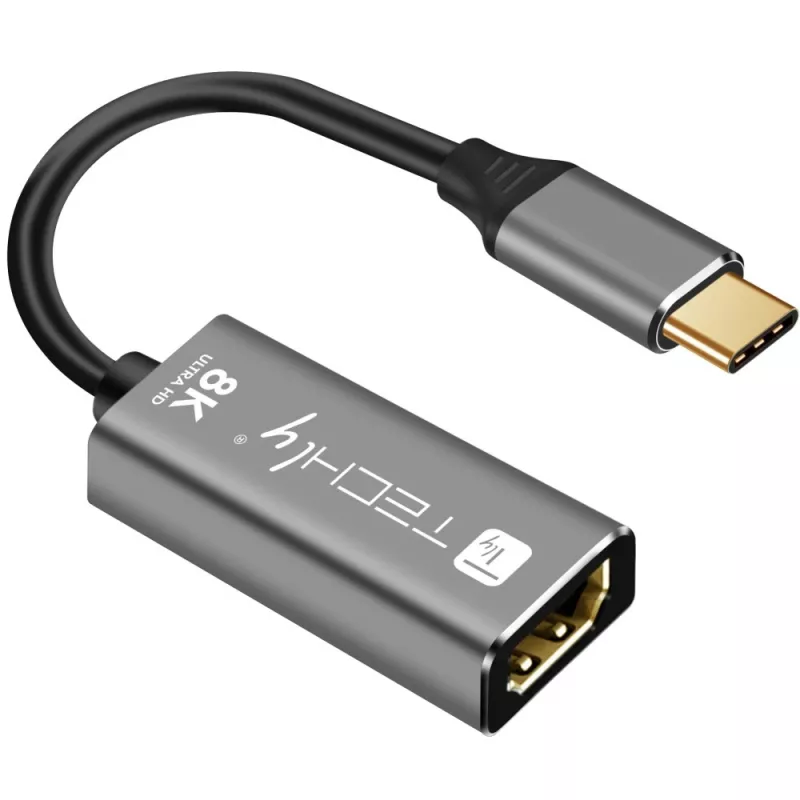 Adaptador gráfico USB Techly IADAP-USBC-HDMI8 7680 x 4320 píxeles negro, plata