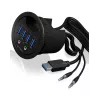 Hub de sobremesa ICY BOX IB-HUB1403A, 4 puertos USB 3.0, con entrada/salida de audio, negro