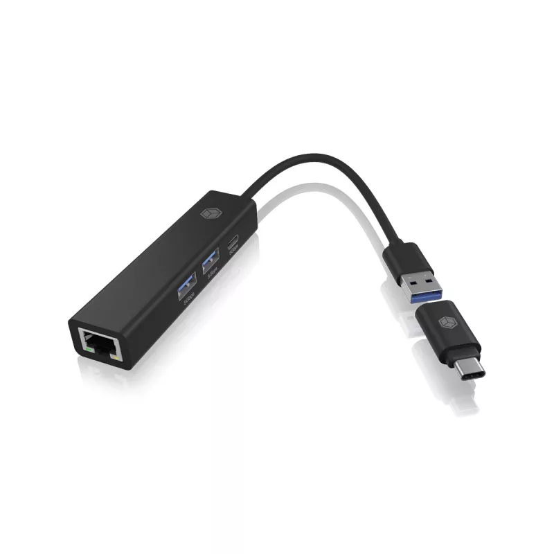 ICY BOX IB-HUB1439-LAN cableado USB 3.2 Gen 1 (3.1 Gen 1) Type-A negro
