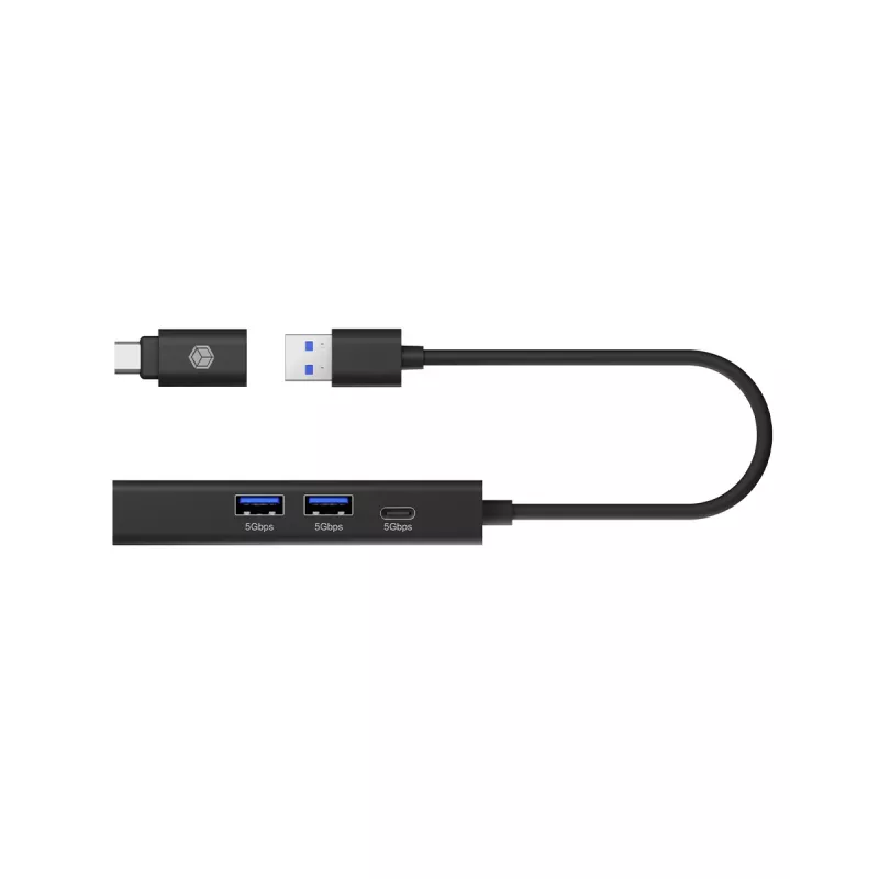 ICY BOX IB-HUB1439-LAN cableado USB 3.2 Gen 1 (3.1 Gen 1) Type-A negro