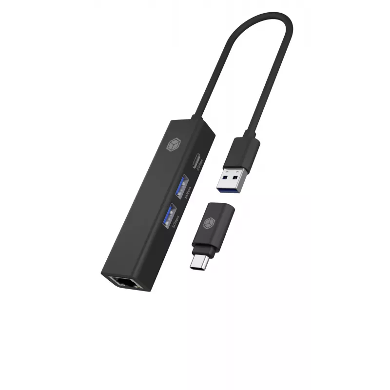 ICY BOX IB-HUB1439-LAN cableado USB 3.2 Gen 1 (3.1 Gen 1) Type-A negro