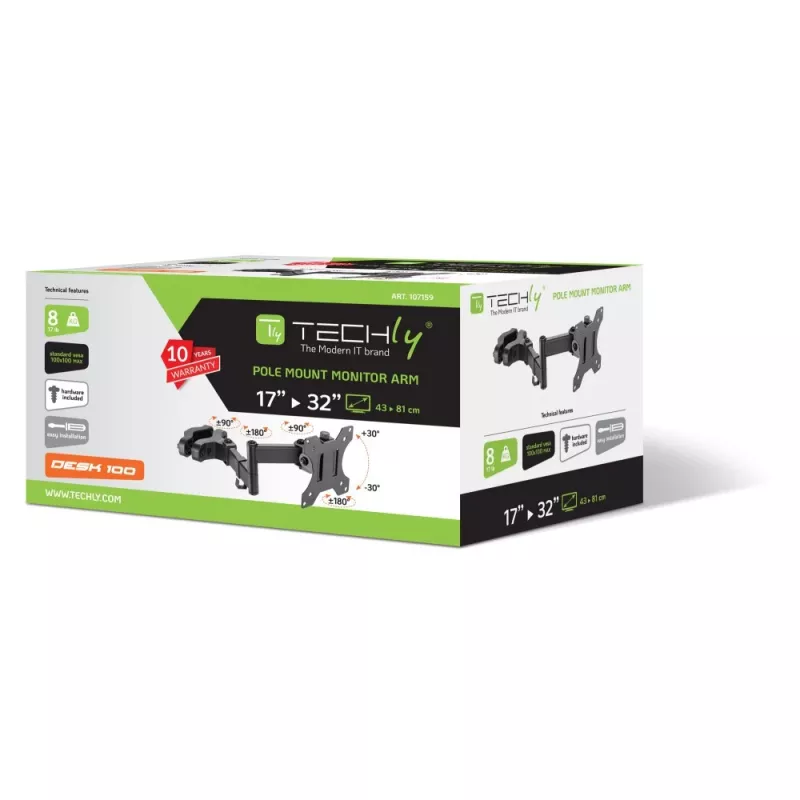 Soporte Techly para montaje en mástil TV LED/LCD 17–32