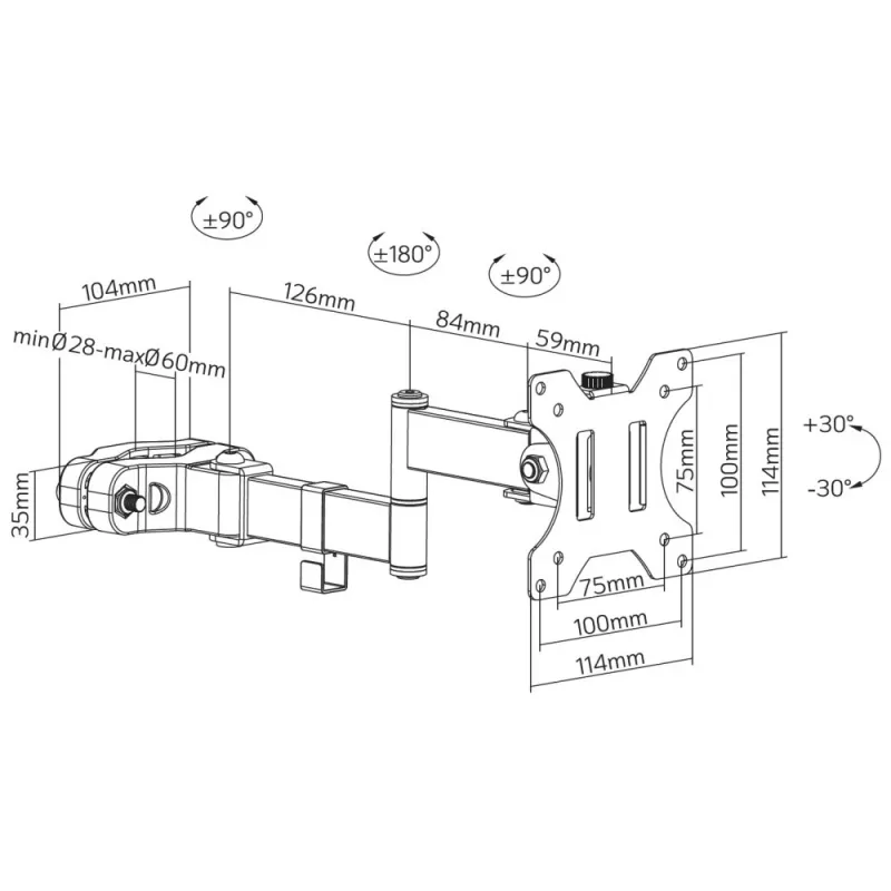 Soporte Techly para montaje en mástil TV LED/LCD 17–32