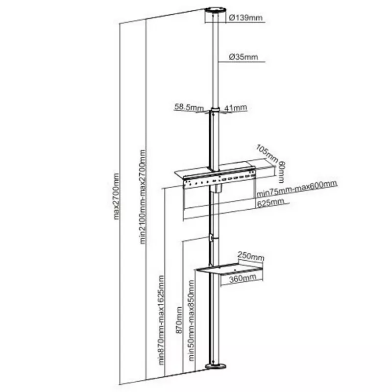 Soporte/pie de TV Techly ICA-TR32 177,8 cm (70