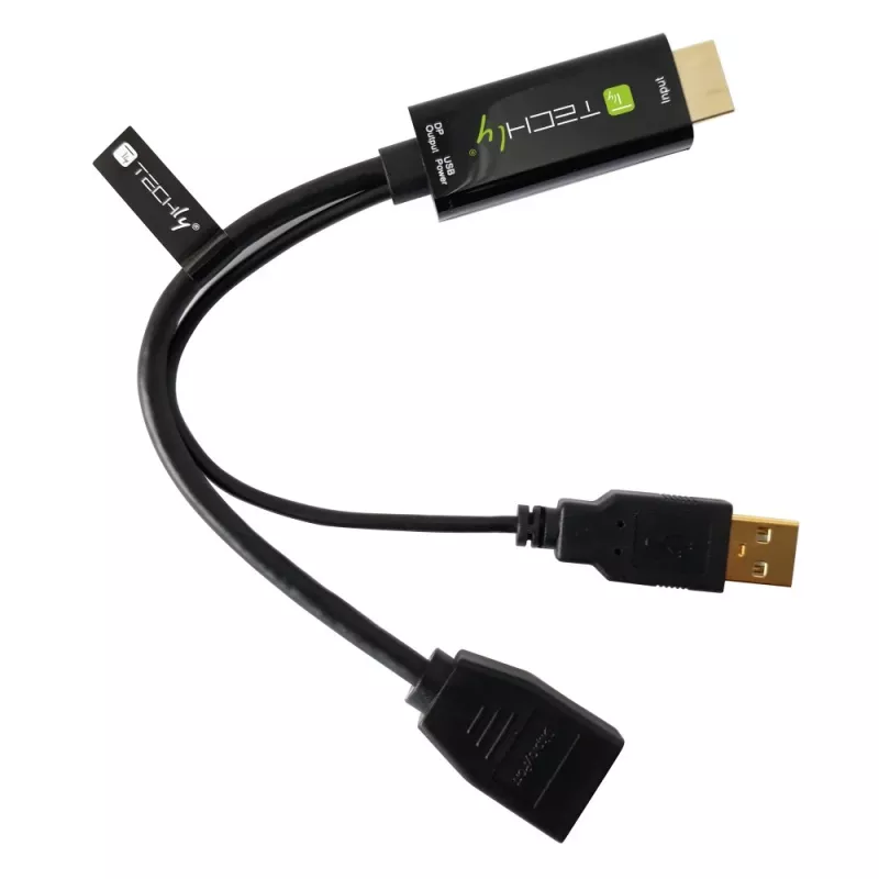 Techly ICOC-HDMI-DP12A adaptador de HDMI a DisplayPort con alimentación USB, 4K 30 Hz