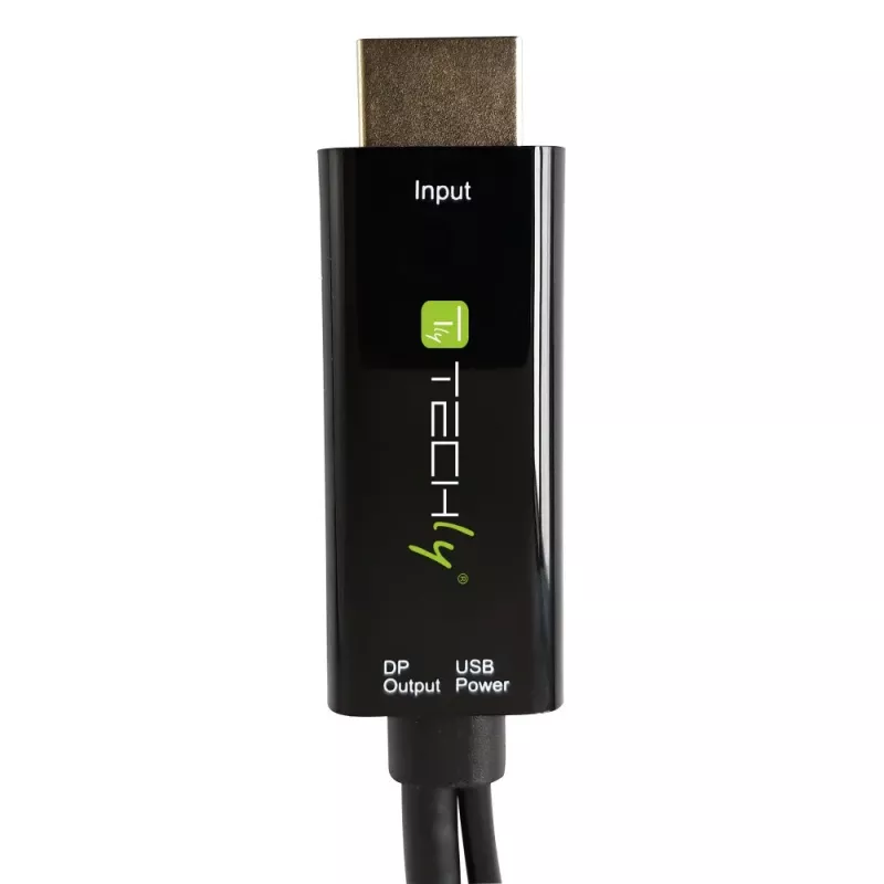 Techly ICOC-HDMI-DP12A adaptador de HDMI a DisplayPort con alimentación USB, 4K 30 Hz
