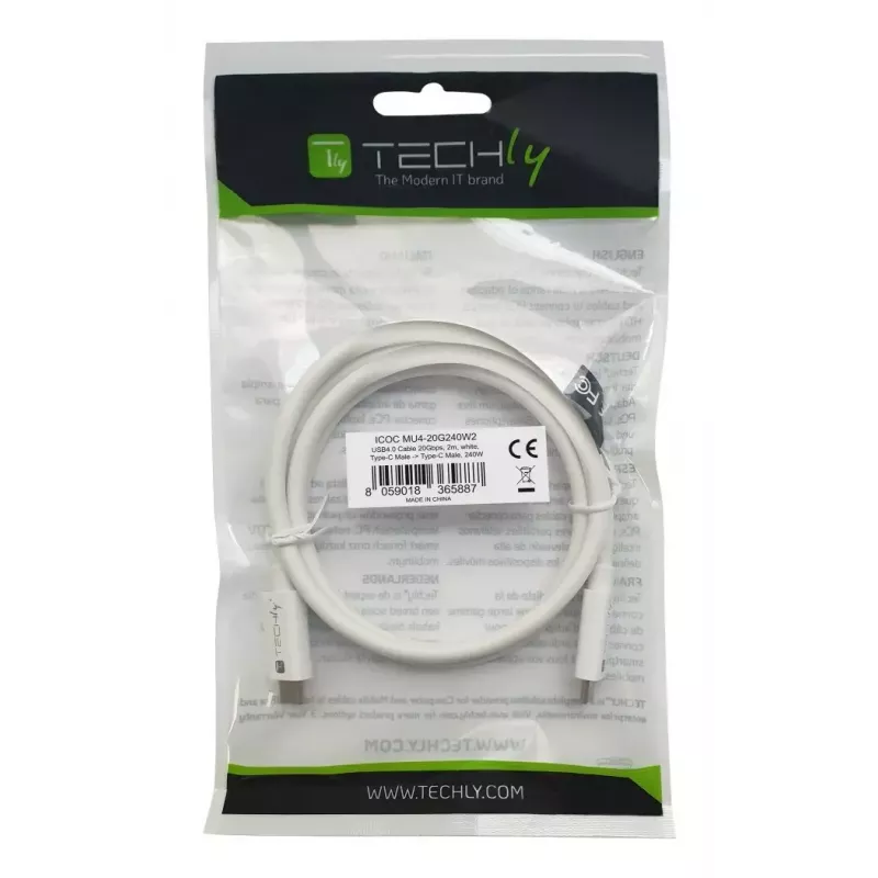 Cable USB Techly ICOC-MU4-20G240W2 USB4 Gen 2x2 2 m USB C blanco