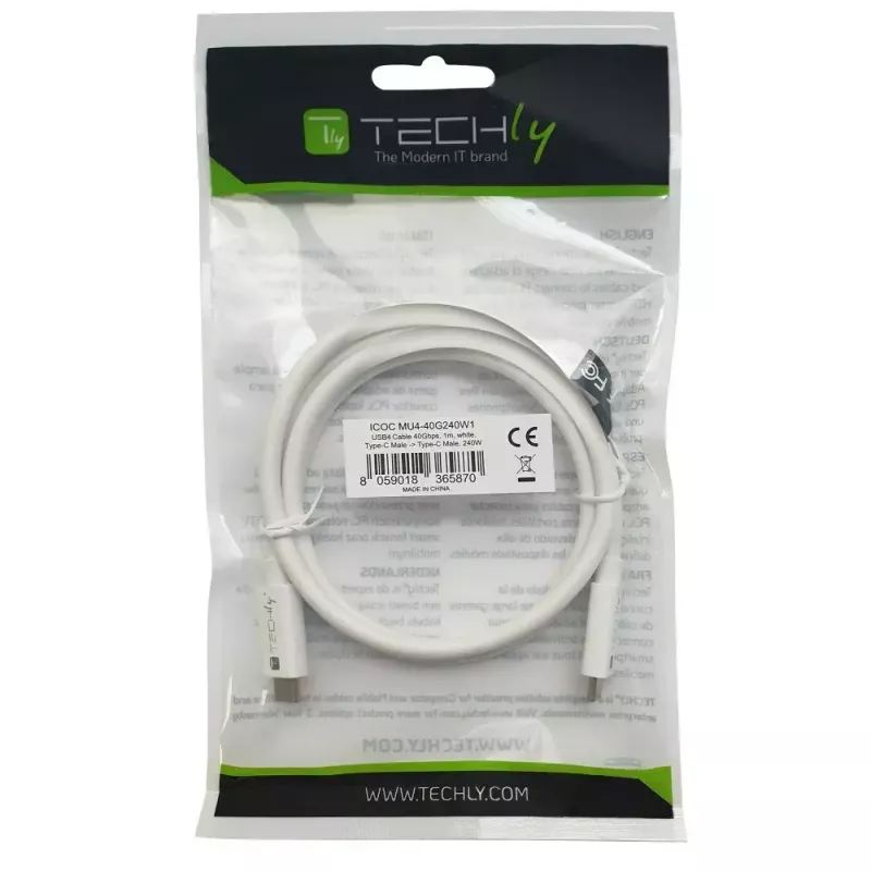 Cable USB Techly ICOC-MU4-40G240W1 USB4 Gen 3x2 1 m USB C blanco