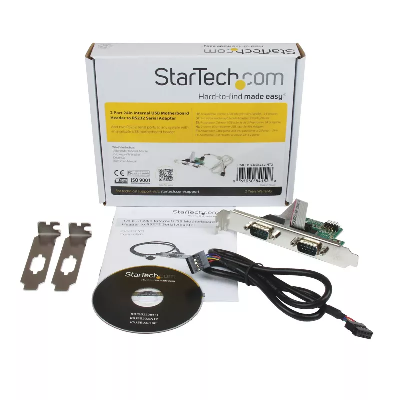 Adaptador StarTech.com de 61 cm de cabecera USB interna de placa base a 2 puertos serie RS232