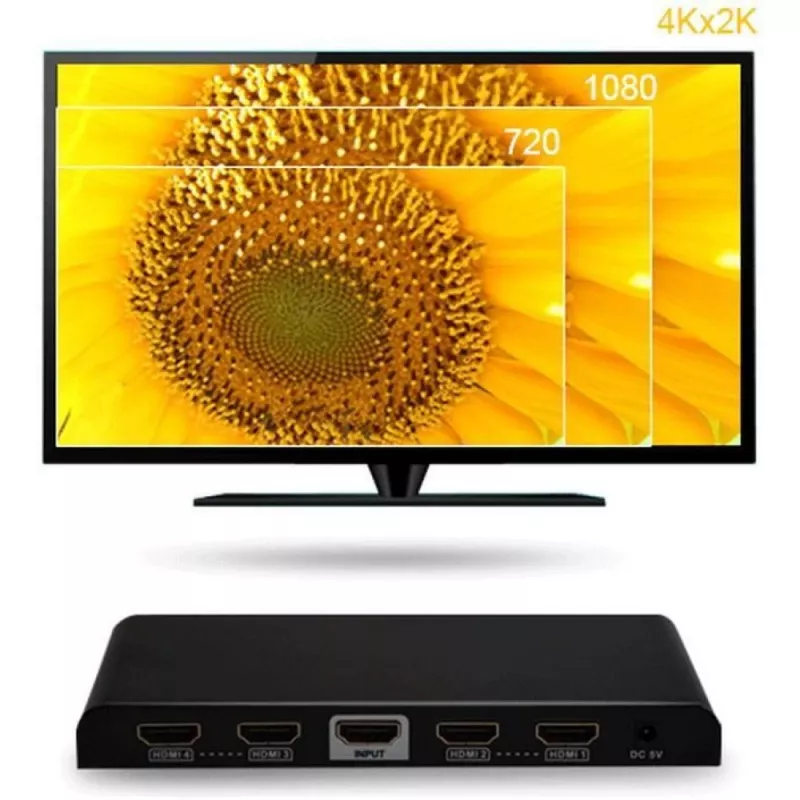 Splitter Techly HDMI 2.0 4K UHD 3D 4 vías