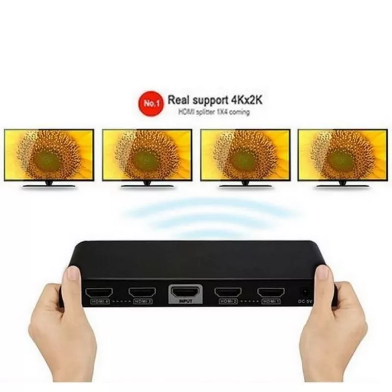 Splitter Techly HDMI 2.0 4K UHD 3D 4 vías