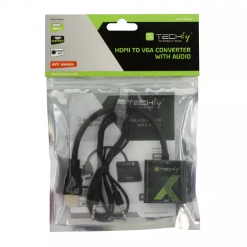 Adaptador convertidor de cable Techly HDMI a VGA con audio IDATA HDMI-VGA2A