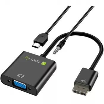 Adaptador convertidor de cable Techly HDMI a VGA con micro USB y audio IDATA HDMI-VGA2AU