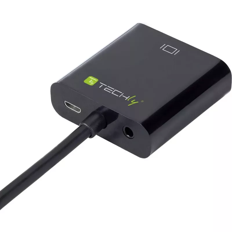 Adaptador convertidor de cable Techly HDMI a VGA con micro USB y audio IDATA HDMI-VGA2AU