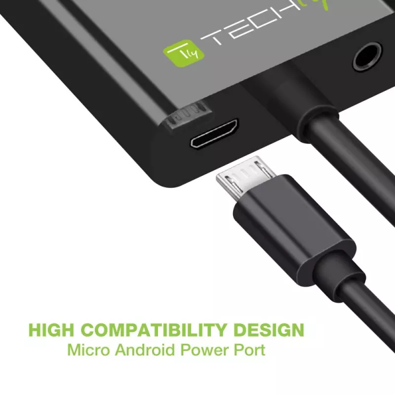 Adaptador convertidor de cable Techly HDMI a VGA con micro USB y audio IDATA HDMI-VGA2AU