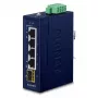 Switch Gigabit Ethernet no gestionado PLANET IGS-510TF — 4 x 10/100/1000 Mbps, conmutación 10 Gbit/s, 9–48V DC, montaje en pared