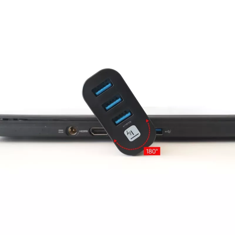 Techly IUSB3-HUB3-ROTB concentrador de interfaz USB 3.2 Gen 1 (3.1 Gen 1) Type-A 5000 Mbit/s negro