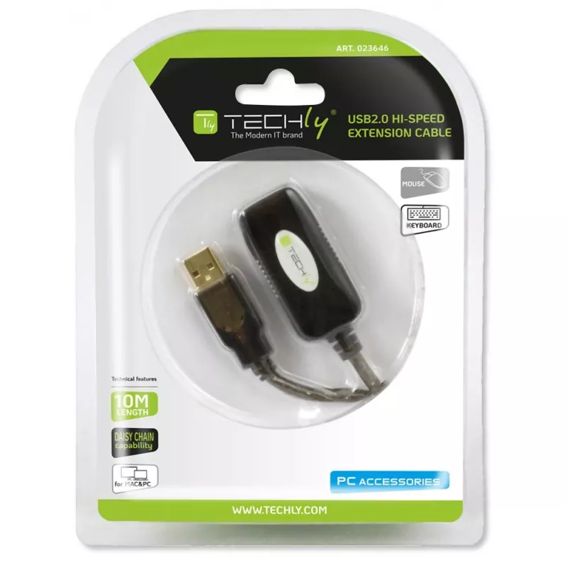 Techly cable de extensión activo USB 2.0 Hi-Speed 10 m IUSB-REP10TY