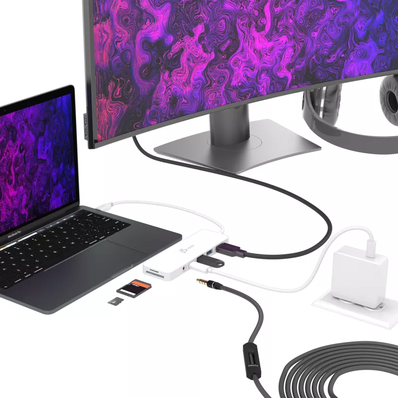 Adaptador múltiple USB-C j5create JCD373-N 60W Power Delivery 4K