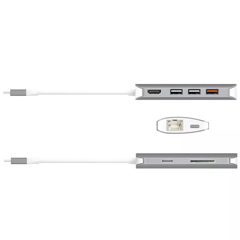 j5create JCD383 Adaptador múltiple USB-C™ 9 en 1, Plata y Blanco