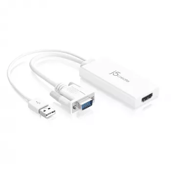 j5create JDA214 Adaptador de vídeo y audio VGA a HDMI Blanco 0,176 m