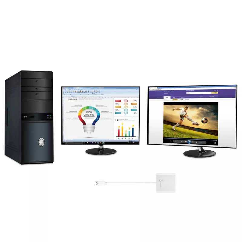 j5create JUA365 Adaptador multipantalla USB™ 3.0 a doble HDMI, Plata