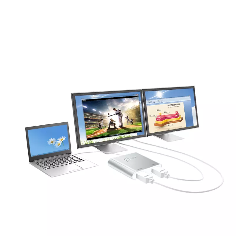 j5create JUA365 Adaptador multipantalla USB™ 3.0 a doble HDMI, Plata